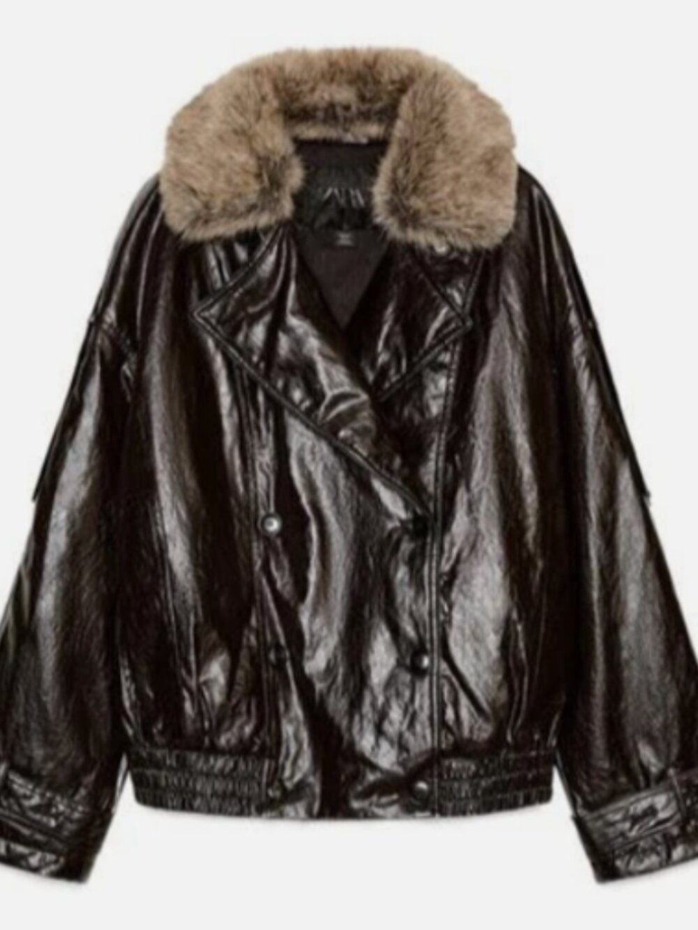 SHINY FAUX FUR COLLAR JACKET ZW COLLECTION